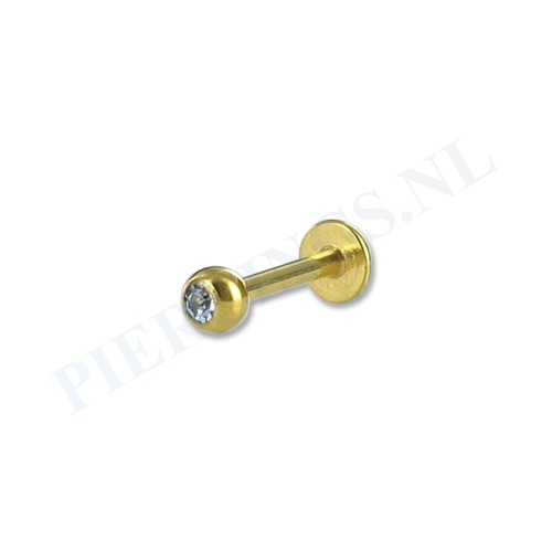 Labret 1.2 mm goud kleur kristal licht blauw