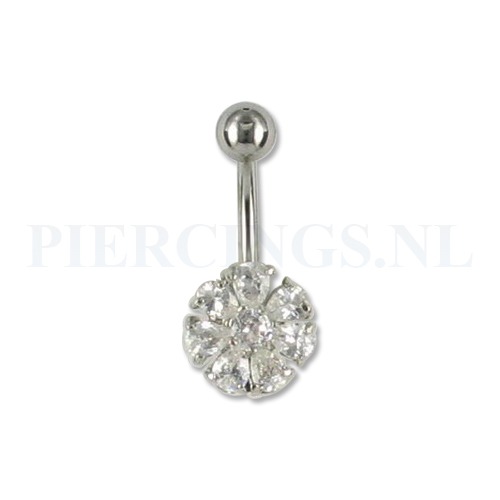 Navelpiercing bloem van kristal